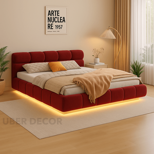 Cama LED Glowrest con Diseño de Plataforma Flotante Contemporánea, Cama de Plataforma Flotante Contemporánea Tapizada - Product Image 5