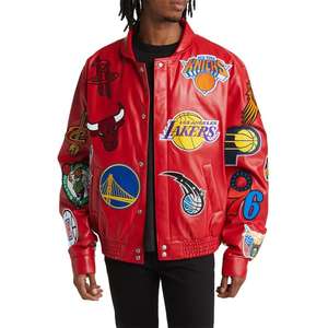 Veste universitaire en cuir véritable de qualité supérieure, sur mesure, grande taille européenne, automne-hiver, en cuir de vachette, avec broderie classique poker - Product Image 4