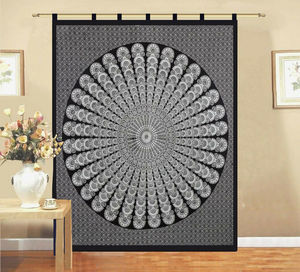 Small Ethnic Mandala Flower Curtain Printed Cotton Door <b>Window</b> Drape Valance Floral Wall Hanging By Indian Consigners - Product Image 2