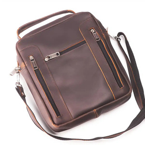 Men’s Brown Genuine Leather Crossbody Bag With Zipper Closure Shoulder Strap Classic Stylish Design - Bags Brown Leather - Product Image 1