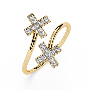 Double Cross Bypass <b>Ring</b> 14k Solid Gold Lab Grown Diamond Toi et Moi Style <b>Dainty</b> X Cross <b>Ring</b> For Women's Gift Anniversary - Product Image 2