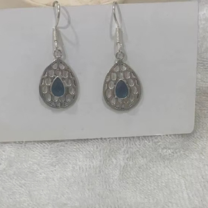 German Silver Jewelry blue stone AAA Quality For women Jewelry <b>earring</b> Fashion Design For Women <b>Earring</b> for Wedding Jewelry - Product Image 1