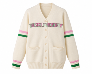   Pulls à col en V personnalisés de haute qualité avec lettres et logos d'universités, cardigans tricotés unisexes - Product Image 1