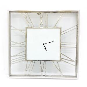 Horloge murale en acier inoxydable, matériau en verre transparent, forme carrée, simple, silencieuse, mouvement analogique à quartz sans tic-tac - Product Image 1