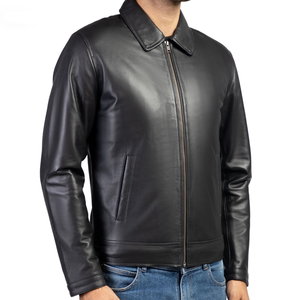 Vestes en cuir véritable pour hommes et garçons, design personnalisé, en cuir de vachette original, chaudes, noires, vente en gros - Product Image 3