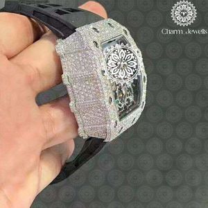 Montre Tonneau de Luxe Charm Jewells en Acier Inoxydable, Analogique à Quartz, Bracelet en Silicone, Fermoir Pliant, Unisexe, Tendance - Product Image 3