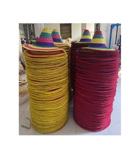 Large Mexican Sombreros for Party Adult- Bulk Handwoven Straw Sombrero <b>Hats</b> With Decorative <b>Pompoms</b> for Party Events Casual - Product Image 4