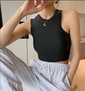เสื้อกล้ามผู้หญิงแบบมีซิป รุ่นเรียบง่าย ระบายอากาศได้ดี ผ้าฝ้าย 100% สไตล์ลำลอง สตรีทแวร์ สำหรับฤดูร้อน ตกแต่งด้วยตัวอักษรแบบรีเวท - Product Image 3