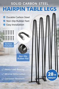 Patas de Mesa Tipo Horquilla Resistentes de 28 Pulgadas, 4 Piezas, Patas de Escritorio Metálicas de 3 Varillas con Capacidad para 880 Libras, Patas para Mesa de Comedor, Banco o Muebles DIY EDPTBL014 - Product Image 5