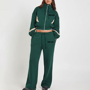 High Quality Comfortable Casual Solid Embroidered Plus Size Hooded Crop Top Hoodie Jogger Set Winter <b>Hip</b> Hop Tracksuit - Product Image 4
