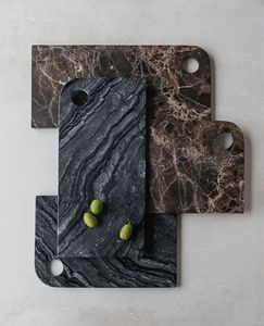 Square Marble Serving <b>Tray</b> With Metal Handles For Stylish Serving Of <b>Snacks</b> Drinks And Appetizers In Living Room - Product Image 1