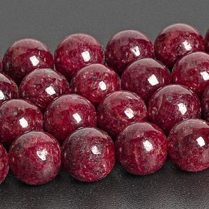 Cuentas de rubí natural genuino, cuentas sueltas redondas rojas para la fabricación de joyas, pulseras, collares, manualidades DIY. - Product Image 4