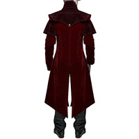 Manteau long gothique pour homme, style victorien steampunk en velours rouge, fabrication sur mesure OEM ODM
