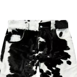 Pantalones Cortos de Cuero de Pelo de Vaca Estilo Urbano para Hombre, Diseño Personalizado con Bolsillos Laterales, Último Diseño Bordado en Cuero con Pelo de Vaca - Product Image 5