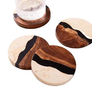 Craftsy Home Set de sous-verres en résine époxy de qualité avec effet océanique Dessous de verre ronds carrés décoratifs en résine époxy - Product Image 1