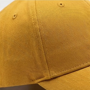 Yellow 6-Panel <b>Baseball</b> <b>Cap</b> Adjustable Snapback Hat Unisex Cotton Twill Solid Color Casual Style Adult Fit - Product Image 5