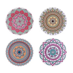 Juego de Posavasos Redondos de MDF Hechos a Mano con Diseño Bohemio, 10 cm de Diámetro, 3 mm de Grosor, de REHMAN CRAFT - Product Image 6