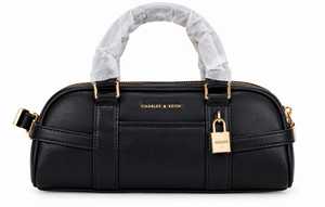 Women Luxury PU Leather <b>Handbag</b> Stylish Padlock Bowling Crossbody Bag Two Straps Polyester Lining Trendy <b>Ladies</b> Travel Tote - Product Image 3
