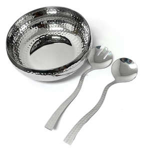 Bol à mélanger rond durable en acier inoxydable avec design martelé, idéal pour la préparation des aliments et la cuisine à domicile - Product Image 3