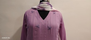 Kurta en coton pour femmes, longueur au sol, coupe ample, traditionnel, violet, brodé, vêtements décontractés indiens - Product Image 2