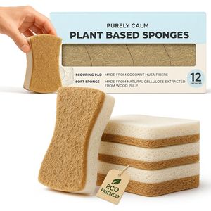 Éponges à vaisselle en cellulose végétale naturelle, double face, pour ustensiles de cuisine antiadhésifs, paquet de 12 - Product Image 2