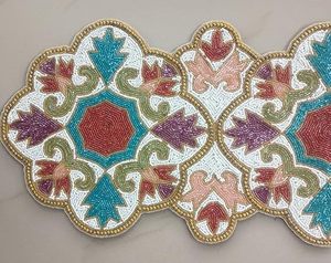 Embroidered Geometric <b>Table</b> <b>Runner</b> Traditional Home Decor Washable Multi Color Pattern - Product Image 3