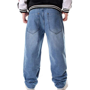 Jean en denim coupe droite ample et oversize pour homme, noir délavé, style streetwear, décontracté pour l'été - Product Image 6