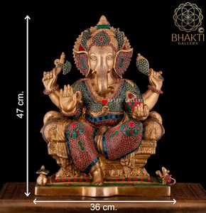 Estatua Grande de Latón del Señor |   Artesanía Metálica Moderna Hecha a Mano, Figura Artística Duradera del Dios Hindú de la Fortuna, Decoración para el Hogar o Templo - Product Image 1