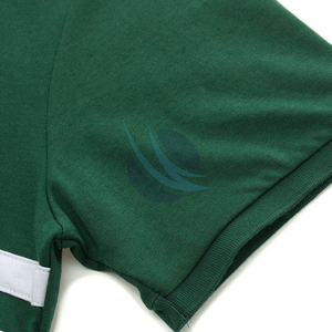 Men's Green Short Sleeve <b>Polo</b> <b>Shirt</b> Knitted Striped Casual Style with White Trim - Product Image 5