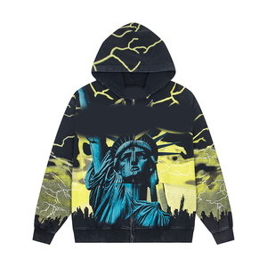 Nouvelle Arrivée Automne-Hiver Transfrontalière : Sweat à Capuche en Coton Pur Style Rétro avec Impression Directe et Finition Délavée - Product Image 4