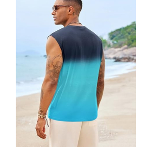 Débardeur sans manches dégradé pour homme, col rond, imprimé palmiers, style décontracté, respirant, tricoté, en polyester - Product Image 2
