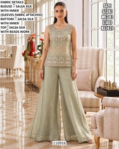 Simar Silk Embroidered <b>Top</b> With Inner And Dupatta Floor Length Traditional Indian Pakistani Wedding Wear Women's Set 110917 - Product Image 2