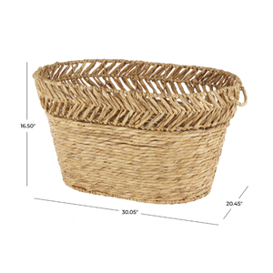 Convenient Water Hyacinth <b>Storage</b> <b>Basket</b>, Hand Woven <b>Storage</b> Hamper With Handle Premium Handcrafted Home Decor From Vietnam - Product Image 2