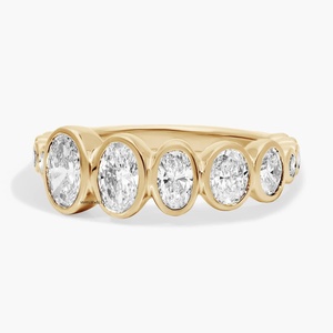 Lab Grown Diamond Oval Cut Bezel <b>Set</b> Eternity Band <b>Ring</b> 10K 14K 18K Gold 925 935 Sterling Silver <b>Women</b> Engagement Party <b>Wedding</b> - Product Image 3