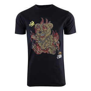 Camiseta única con pedrería y un patrón brillante llamativo, tela ligera, corte holgado, perfecta para looks de moda diarios. - Product Image 1