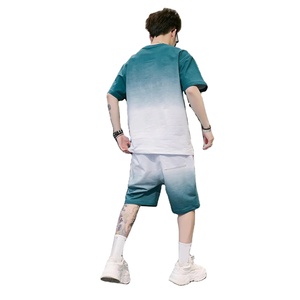 Conjunto Casual con Degradado de Color, Ropa de Calle de Verano, Camiseta y Pantalones Cortos Unisex, Cómodos, Lavados, 100% Algodón, Nueva Llegada, Conjuntos para Hombre - Product Image 3