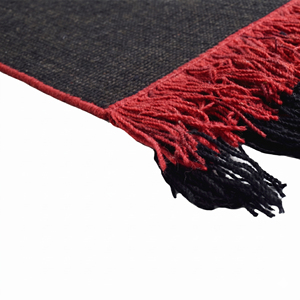 Tapis d'intérieur personnalisé en laine noire tissée à plat, écologique, antidérapant, avec franges rouges et poils épais, pour salon, hôtel et villa - Product Image 5