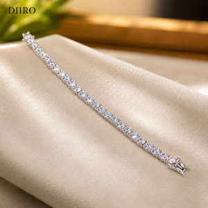 925 Sterling <b>Silver</b> Chain Round Brilliant Cut Diamond Moissanite Tennis <b>Bracelet</b> Women's GRA Certified Trendy - Product Image 3