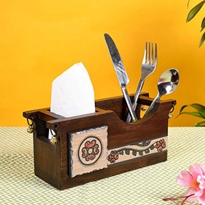 Plateau de service en bois d'acacia, motif floral peint à la main, vente en gros Inde - Product Image 4