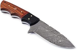 Nuevo Cuchillo Skinner Hecho a Mano de Acero de Damasco de Grado Industrial, Punta Caída, Mango de Madera de Palisandro y Madera Pakka, para Uso Exterior y EDC - Product Image 2