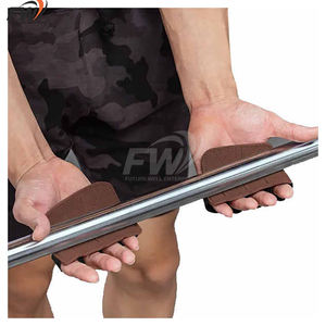 Guantes de gimnasio de cuero vacuno OEM con correas de levantamiento para soporte de muñeca, guantes antideslizantes para levantamiento de pesas, protector de palmas. - Product Image 2