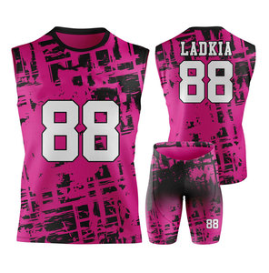 Conjunto de Uniforme Deportivo para Mujer Ladkia 88 Rosa y Negro, Diseño Geométrico, Sin Mangas, Transpirable y Ajustado - Product Image 1