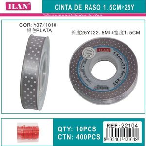 Nastro Argentato a Pois 1,5 cm 25 Iarde per Artigianato e Decorazioni - Product Image 3