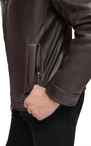 Hot Selling Men Winter Solid Color Leather <b>Jackets</b> Breathable Windproof Waterproof Eco-Friendly Slim Fit Plus Size Zipper <b>Jacket</b> - Product Image 6