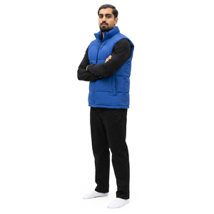 Veste matelassée coupe-vent blanche unie pour homme, col montant, fermeture éclair, rembourrage en polyester, manteau d'hiver décontracté, coupe régulière - Product Image 3