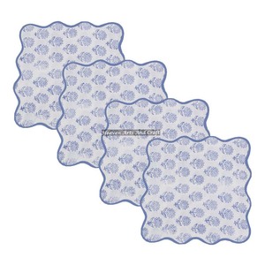Lot de serviettes festonnées colorées en coton imprimé au bloc, de haute qualité, pour hôtels et restaurants, fabrication indienne, vente en gros - Product Image 1