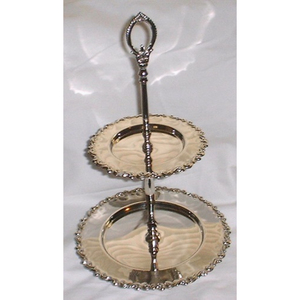 Round Stainless Steel Cake <b>Stand</b> Set 2 Tier With Scalloped Edge Design For Dessert Display Home & Hotel Use In Impressive Price - Product Image 1