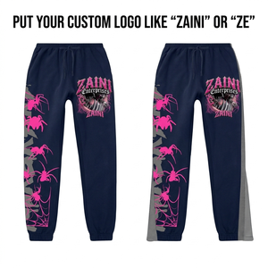 380 GSM Premium Cotton <b>Polyester</b> Fleece <b>Men</b> <b>Jogger</b> Pant Navy Blue Custom DTG Printed Logo Graphic Streetwear - Product Image 1