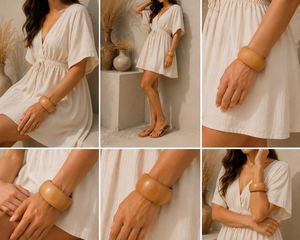 Pulsera Redonda de Madera Hecha a Mano, Decoración Rústica Ecológica para el Hogar, Artesanía Natural Pulida - Product Image 2