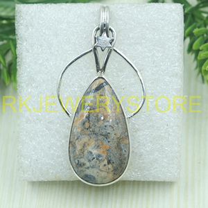 Colgante de lágrima de jaspe leopardo natural, plata de ley 925, hecho a mano, con engaste de estrella, estilo bohemio, joyería de piedras preciosas, regalo para mujer - Product Image 6